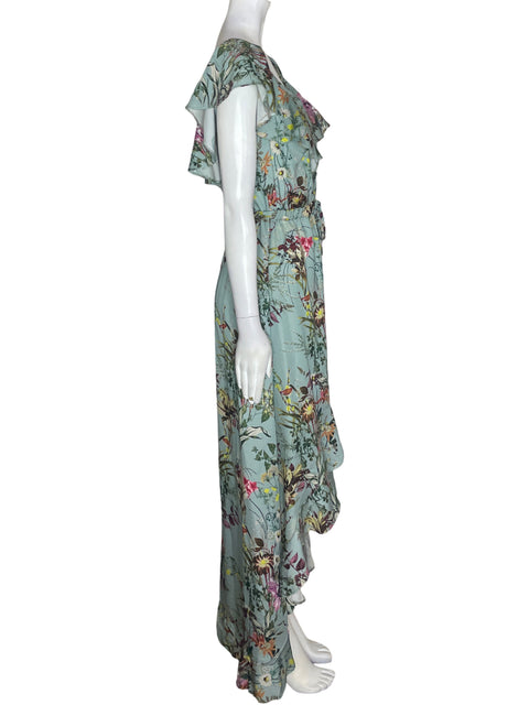 Vestido Studio F Estampado Ruchas Verde - Talla 8