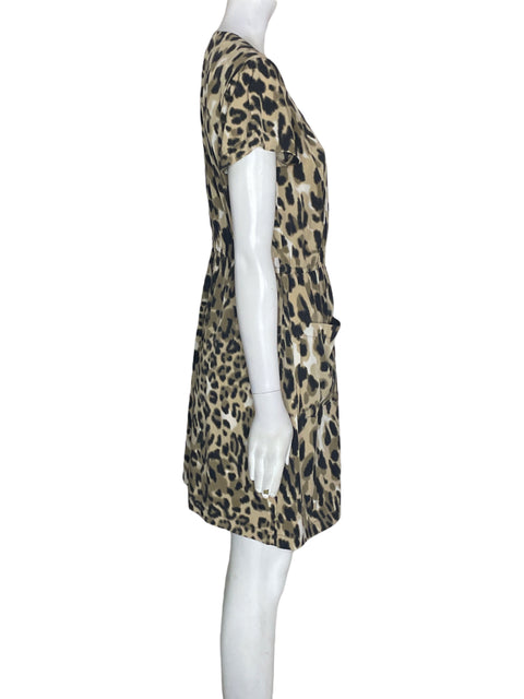 Vestido Alfani Animal print Manga corta Marrón - Talla 8