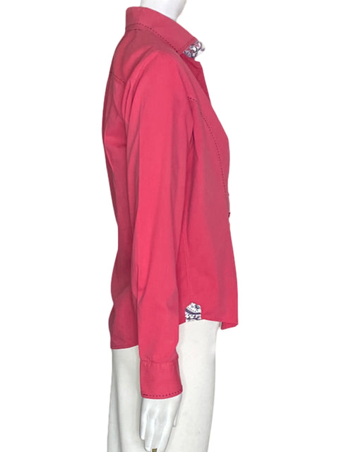 Camisa Barred de Algodón Manga larga Botones Rosado - Talla M