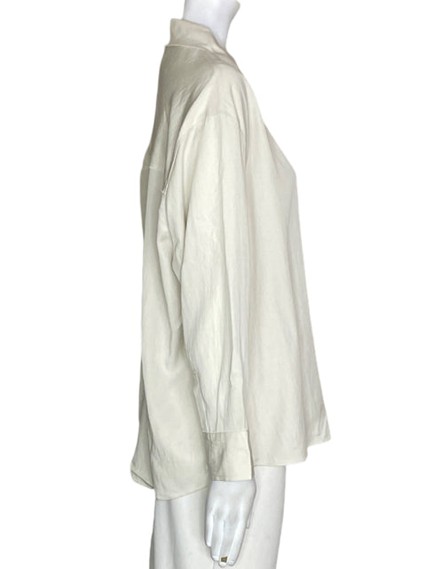 Camisa Massimo Dutti Manga larga Botones Beige - Talla XS