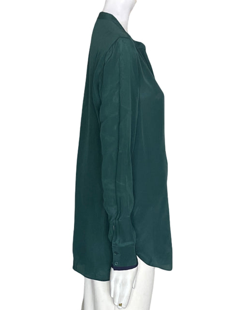 Blusa Massimo Dutti Manga larga Cuello v Verde - Talla 6