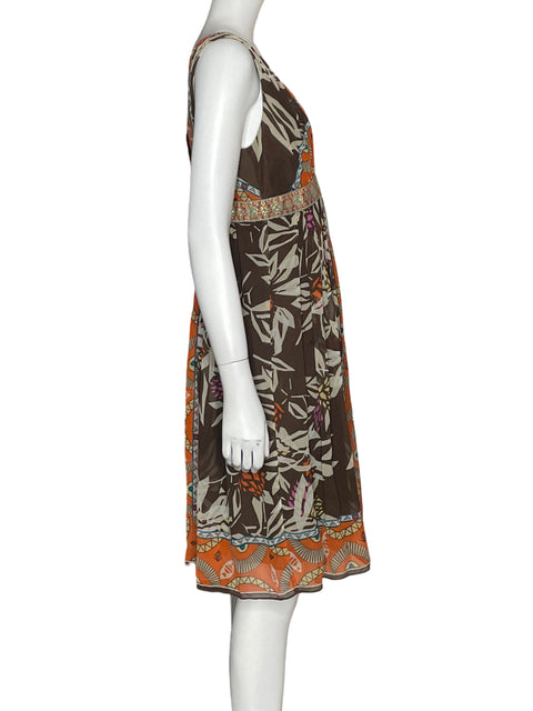 Vestido Nicole Miller de Seda Mini Marrón - Talla 6