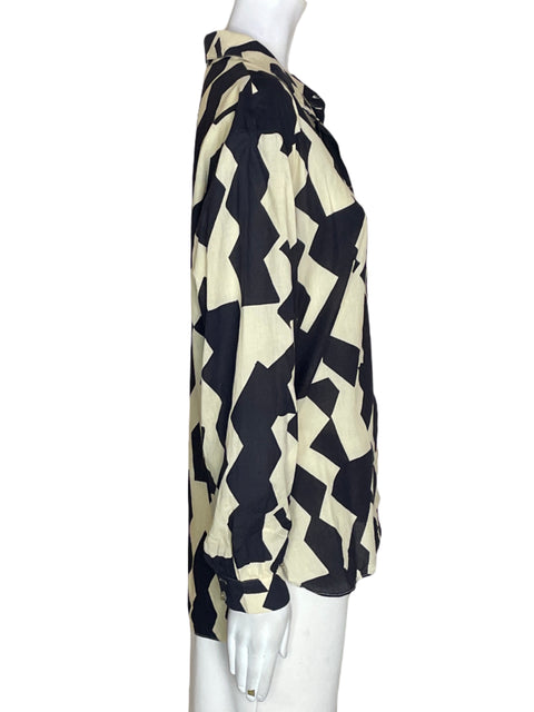 Camisa Zara Botones Estampado Beige - Talla L