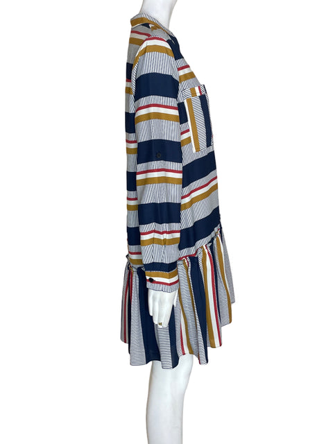 Vestido Vacate Rayas Plisado Azul - Talla XS