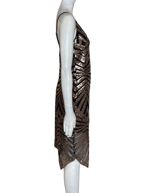 Vestido Tesoro Tps Tiras Lentejuelas Dorado - Talla S