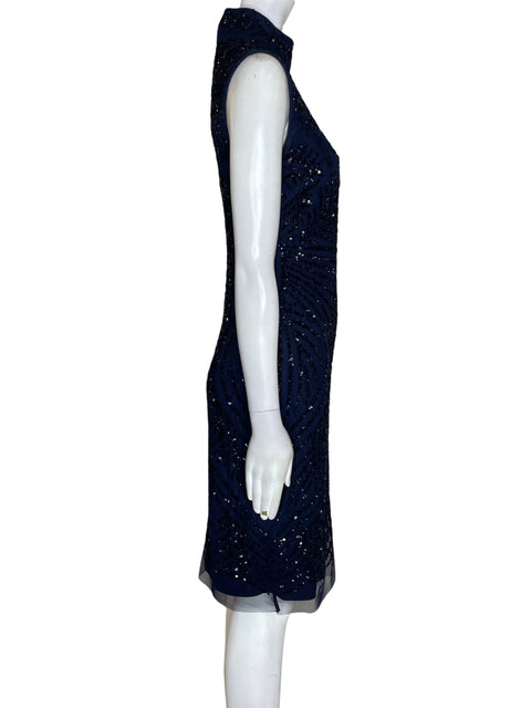 Vestido Adrianna Papell Brillo Sin mangas Azul - Talla 4