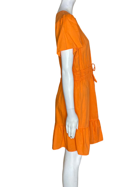 Vestido Loft Ruchas Manga corta Naranja - Talla M