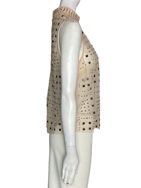 Blusa Sunday In Brooklyn Pedreria Sin mangas Beige - Talla S