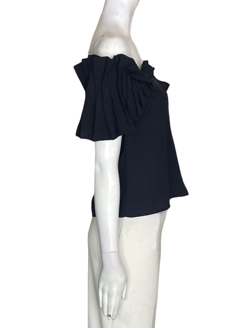 Blusa Lobo Rosa Outshoulder Plisado Negro - Talla S