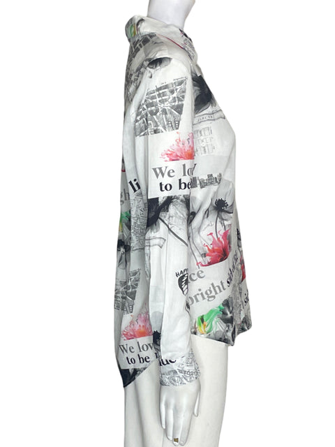 Camisa Desigual Estampado Botones Blanco - Talla S