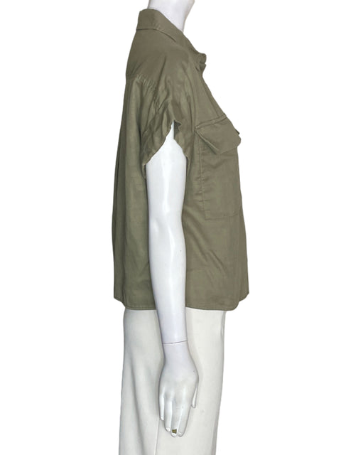 Blusa Banana Republic de Algodón Bolsillo Manga corta Verde - Talla S