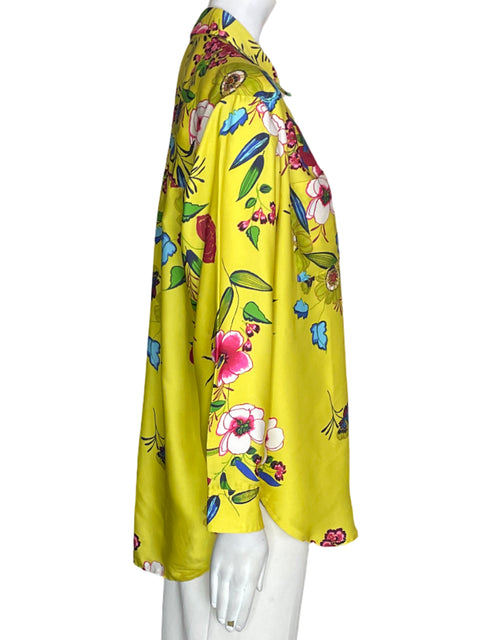 Camisa By Antropologie Estampado Floral Amarillo - Talla S