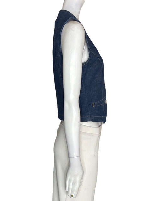 Chaleco Pilcro Botones Cuello v Azul - Talla S