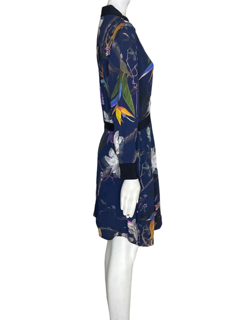 Vestido Reiss de Viscosa Estampado Cruzado Azul - Talla 6