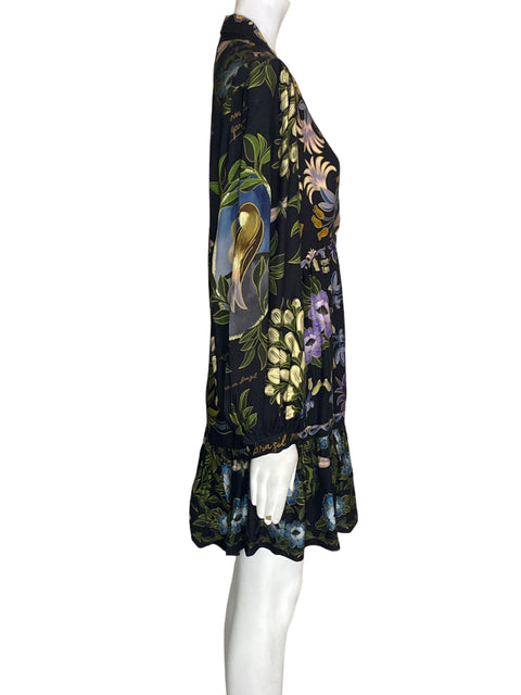 Vestido Farm Estampado Cuello v Negro - Talla S