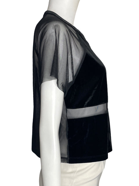 Blusa Express Transparente Manga corta Negro - Talla M