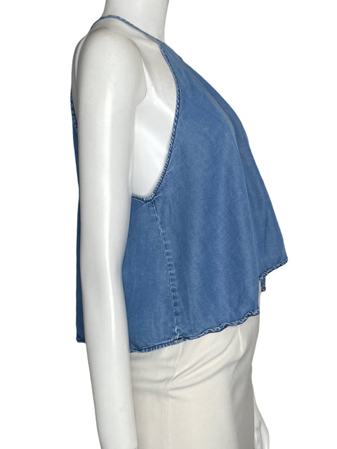 Blusa Zara Liso Halter Azul - Talla M