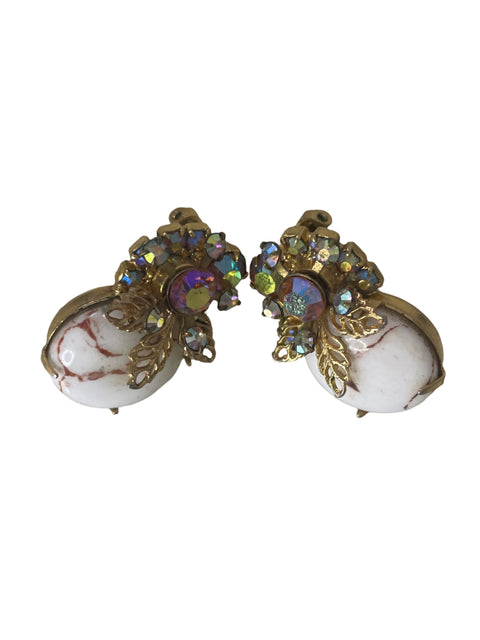 Arete Tesoro Tps Pedreria Floral Blanco - Talla U