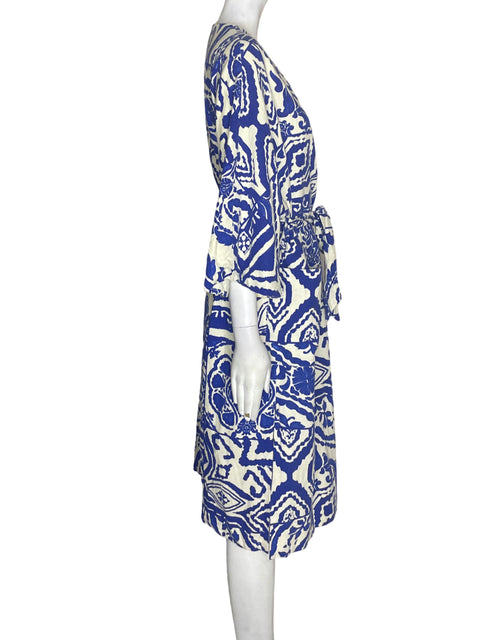 Vestido Zara de Algodón Estampado Fajon Azul - Talla XS