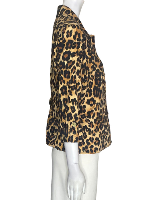 Chaqueta Chárter Club de Algodón Animal print Botones Marrón - Talla S