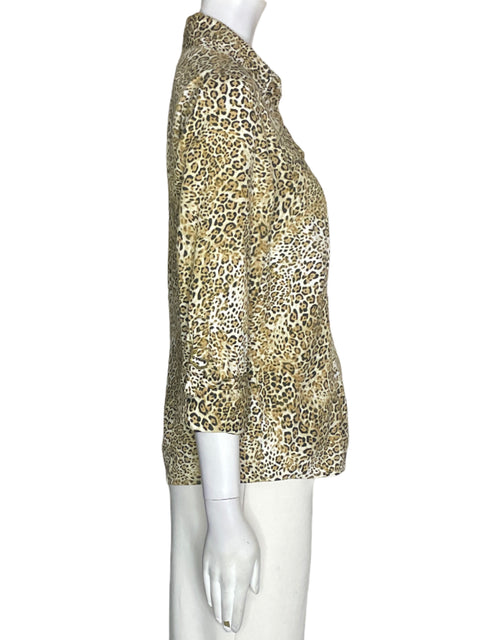 Camisa Jones New York Animal print Botones Beige - Talla S