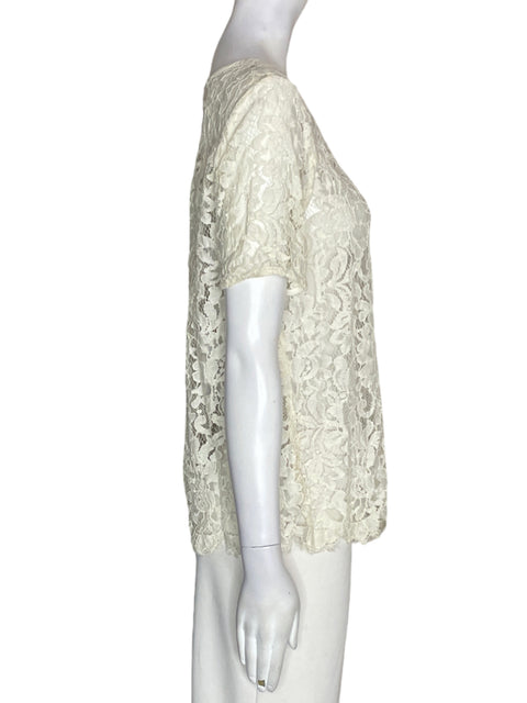 Blusa Ann Taylor Loft Tejido Troquelado Blanco - Talla M