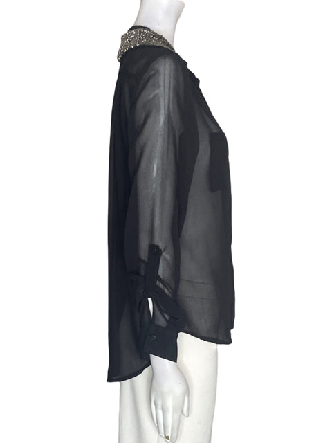 Camisa Fun&flirt Transparente Botones Negro - Talla M