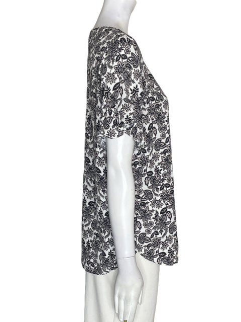 Blusa Loft Estampado Ruchas Negro - Talla S
