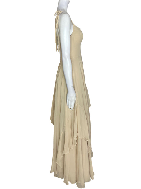 Vestido Barbie Azazie Vuelos Maxi Beige - Talla 4