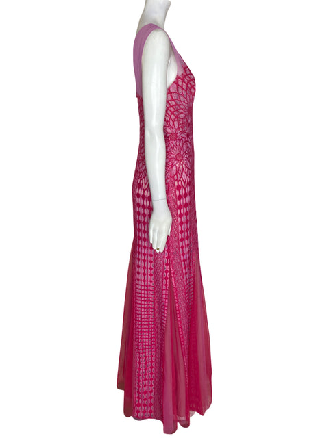 Vestido De Fiesta Bcbg Maxi Texturizado Rosado - Talla 4