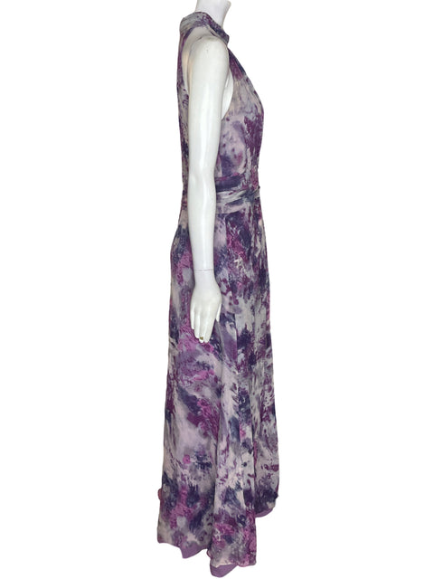 Vestido Tadashi Shoji Maxi Estampado Morado - Talla 6