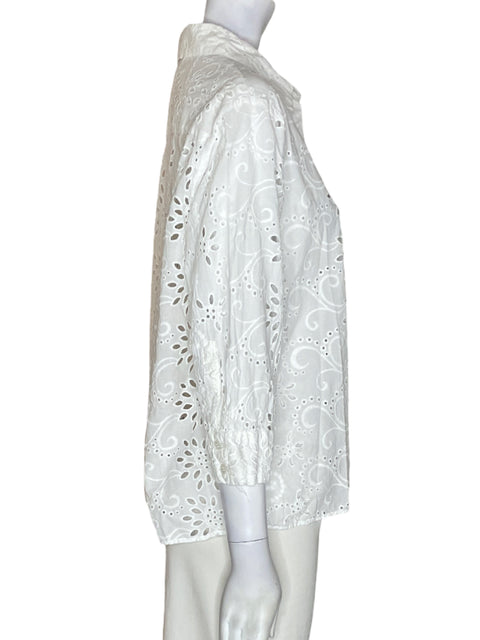 Blusa Zara de Algodón Manga larga Botones Blanco - Talla L