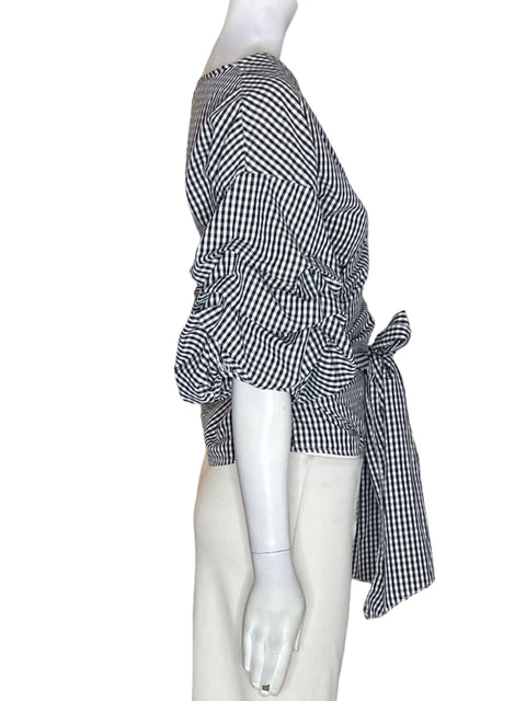 Blusa Pursue Cuadros Cruzado Negro - Talla U