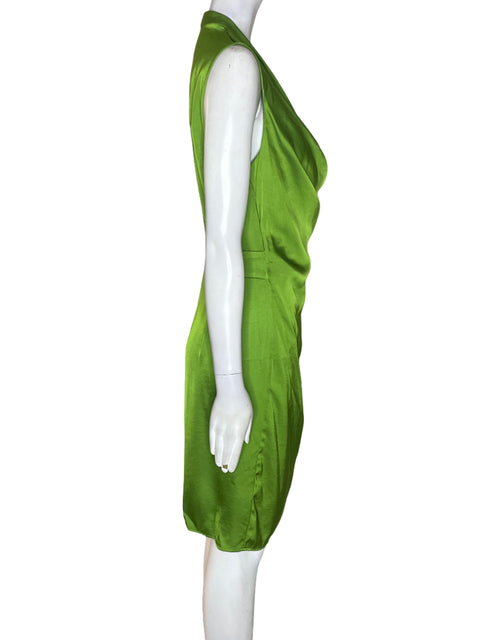 Vestido Mng Satinado Cruzado Verde - Talla M