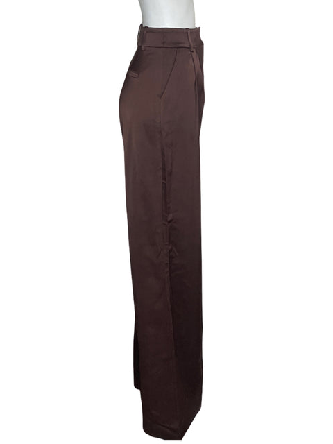 Pantalón Favorite Daughter de Viscosa Satinado Recto Marrón - Talla 6