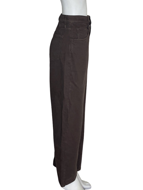 Pantalón Mango Baggy Zipper Marrón - Talla 38