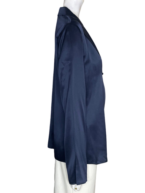 Blusa Eaves Satinado Abierto Azul - Talla M