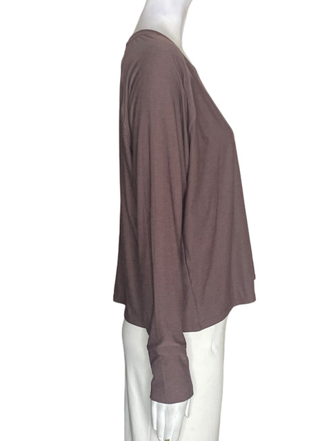 Blusa Beyond Yoga Manga larga Suelto Marrón - Talla M