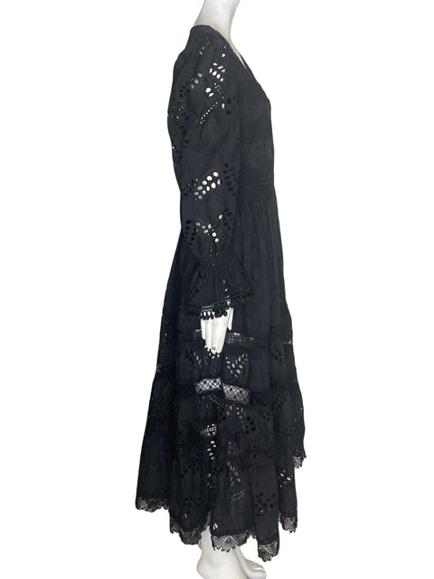 Vestido Waimari de Algodón Tejido Maxi Negro - Talla S