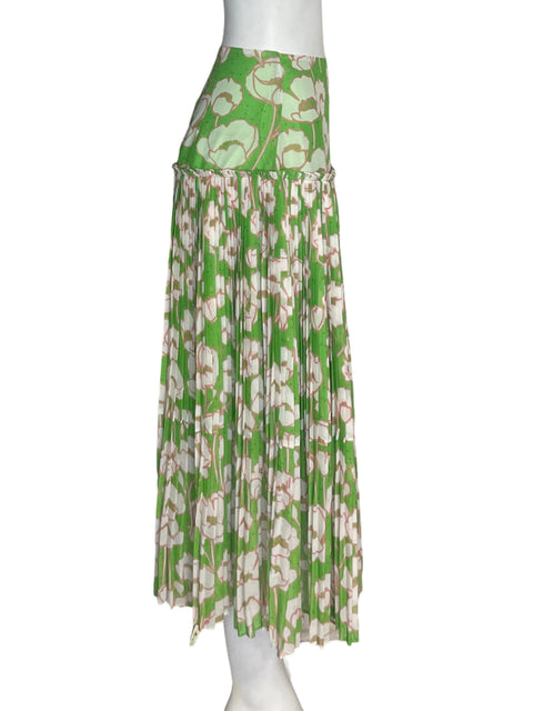 Falda Ted Baker Plisado Floral Verde - Talla S