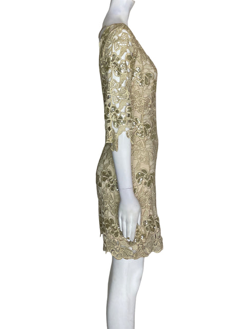 Vestido Studio F Lentejuelas Manga corta Dorado - Talla S