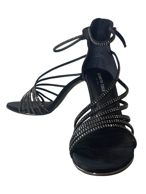 Tacón Kenneth Cole Tiras Abierto Negro - Talla 9
