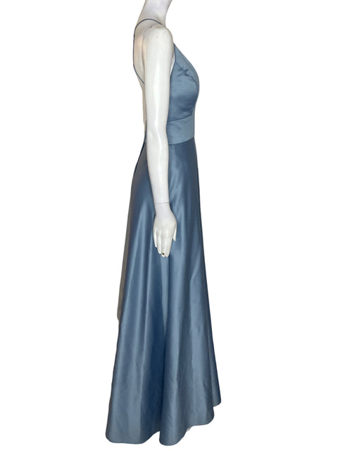 Vestido De Fiesta Morilee Maxi Tiras Azul - Talla S