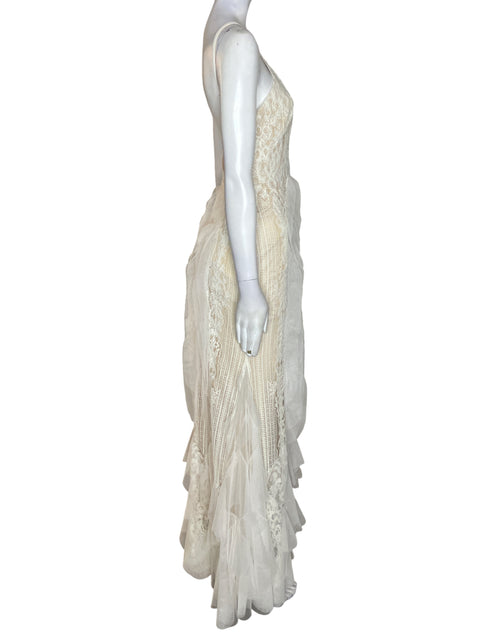 Vestido De Fiesta Bcbg Vuelos Maxi Blanco - Talla 0