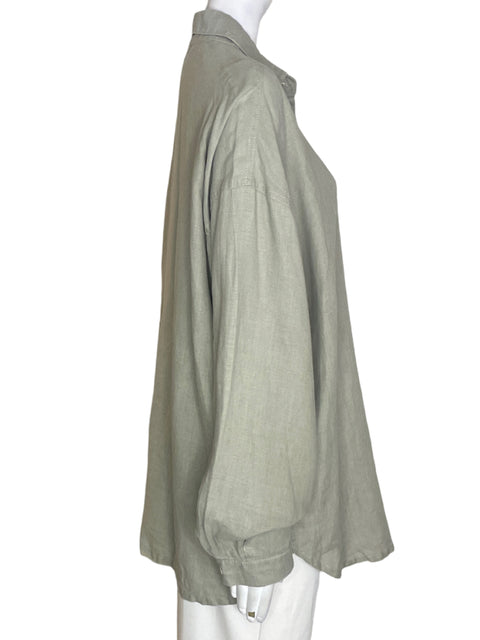Camisa Kurt Kolln de Lino Bolsillo Botones Gris - Talla 2