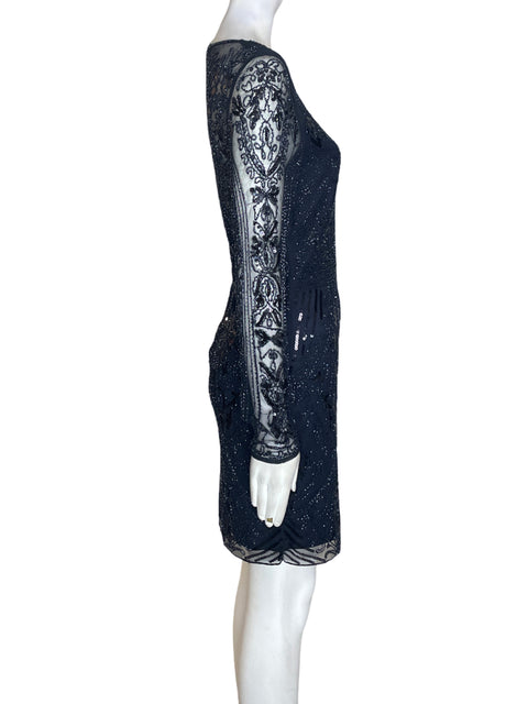 Vestido De Fiesta Minuet Pedreria Manga larga Azul - Talla S