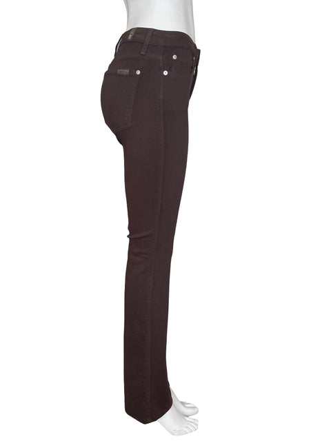 Jean 7 For All Mankind de Algodón Recto Wide-leg Marrón - Talla 27