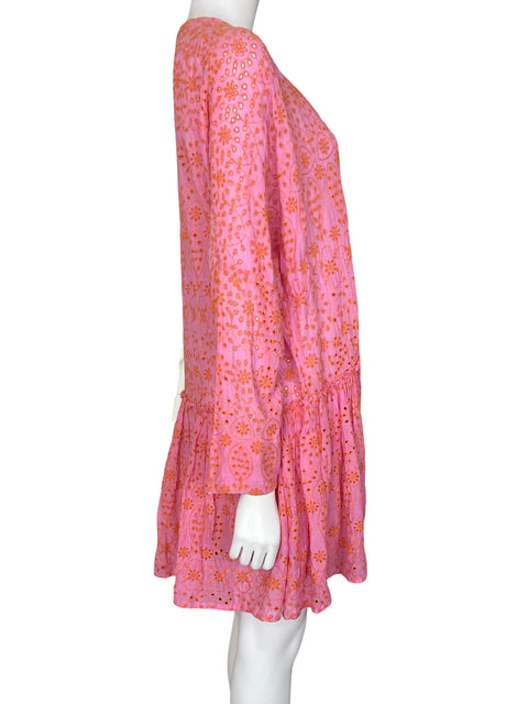 Vestido Antica Sartoria Bordado troquelado Rosado - Talla M