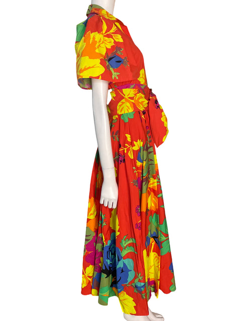 Vestido Christopher John Roger Estampado Floral Maxi Mangas abullonadas Naranja - Talla 0