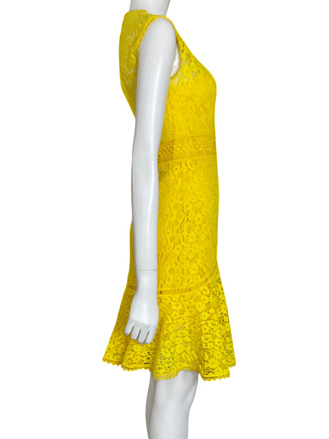 Vestido Karen Millen de Algodón Midi Encaje Mangas casquillo Amarillo - Talla 4